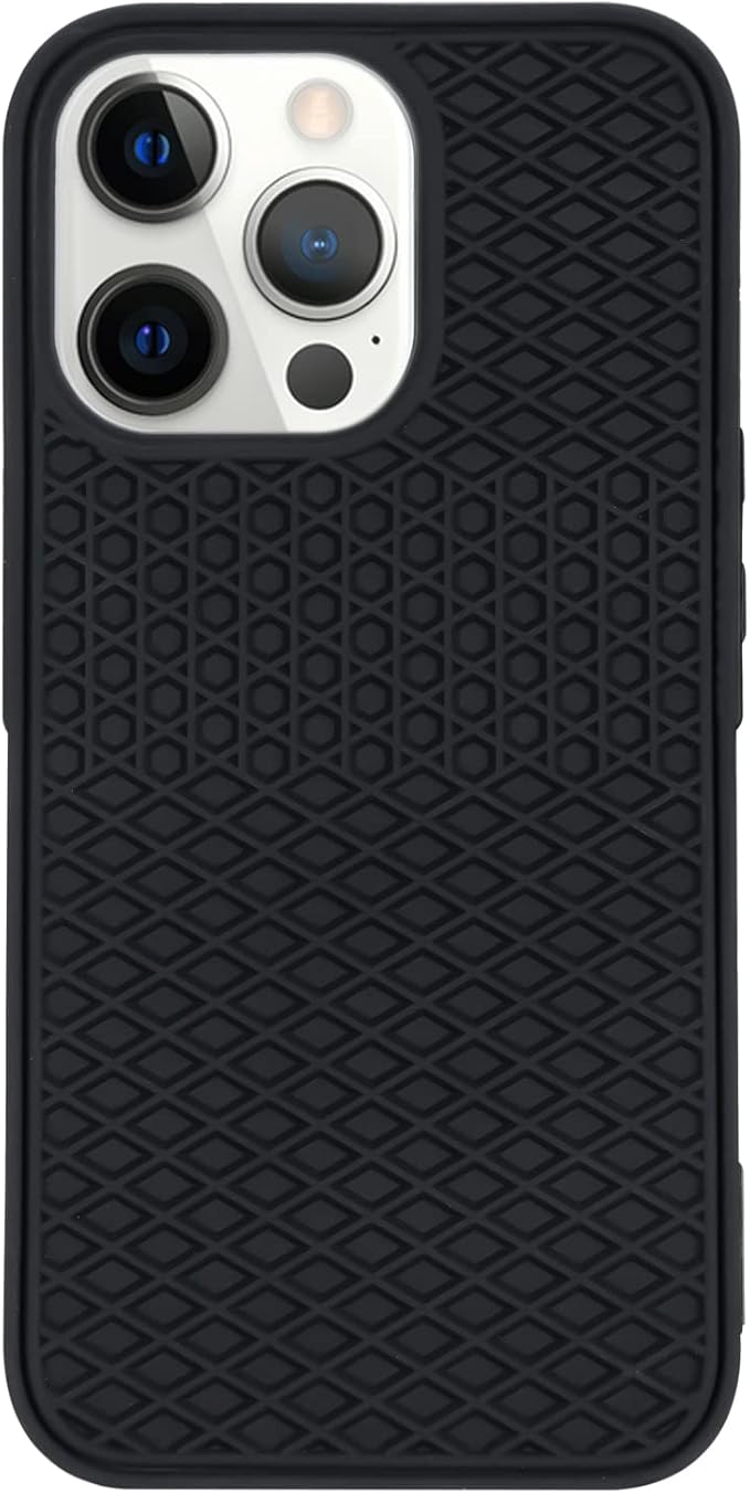 黑色华夫格网格图案 iphone 手机壳带*保护软握持官方印花纹理减震